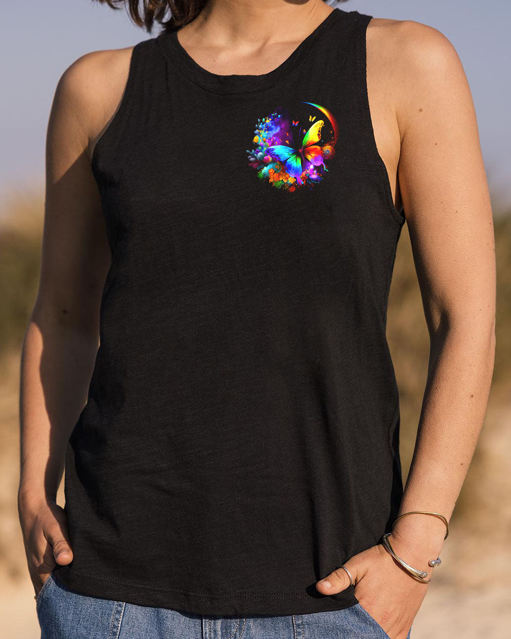 Whisper Words of Wisdom Let It Be Colorful Butterfly with Peace Signs AOP Shirts _12_ 5mfxT