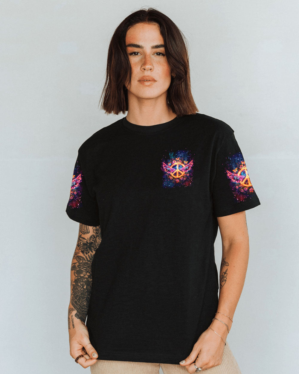 Whisper Words of Wisdom Let It Be Fire Peace Sign Wings Flowers AOP Shirts _9_ DeiFX