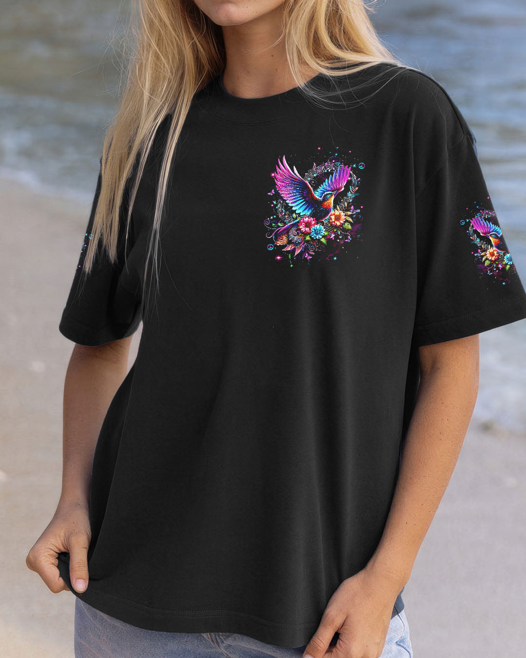 Whisper Words of Wisdom Let It Be Hippie Spiritual Bird and Flower AOP Shirts _2_ qYSS5