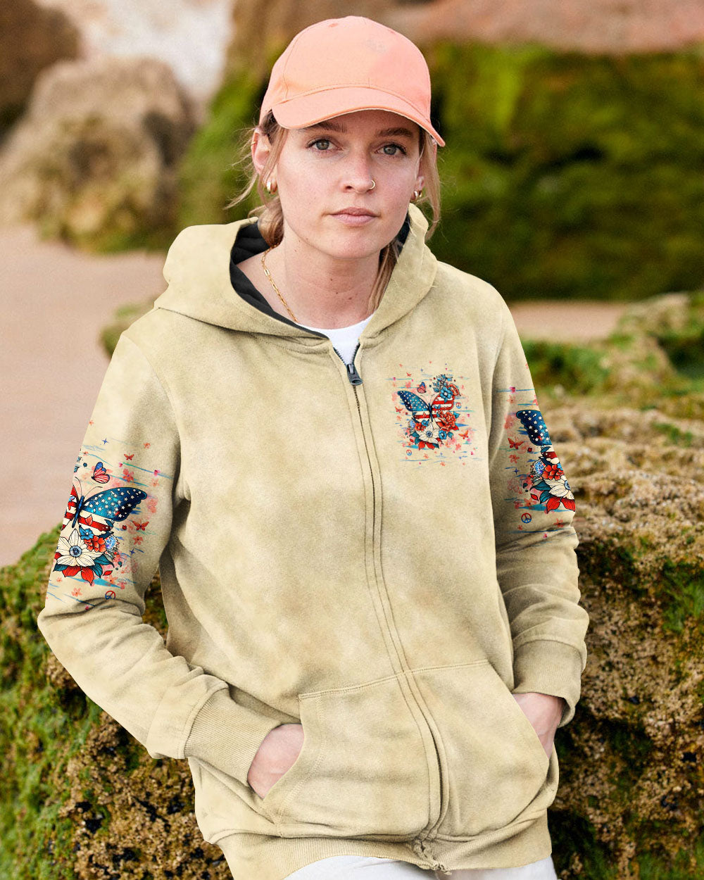 Whisper Words of Wisdom Let It Be Patriotic Butterfly and Floral Peace Sign AOP Shirts _11_ huqVY