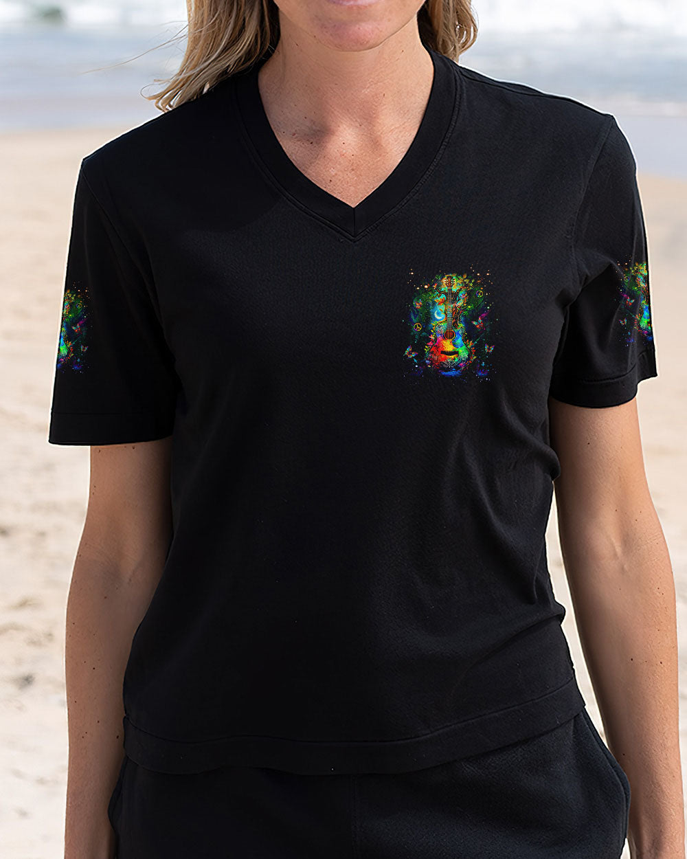 Whisper Words of Wisdom Let It Be Psychedelic Guitar Colorful Peace AOP Shirts _4_ ezo6o