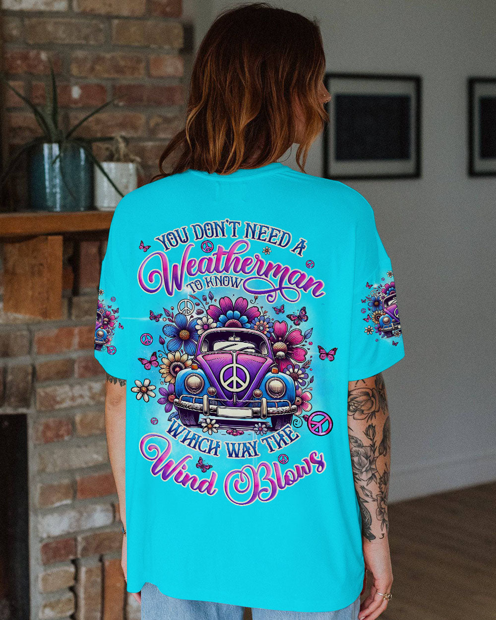 You Don_E2_80_99t Need a Weatherman Which Way the Wind Blows Retro Hippie VW Bug AOP Shirts _1_ e2B4Q