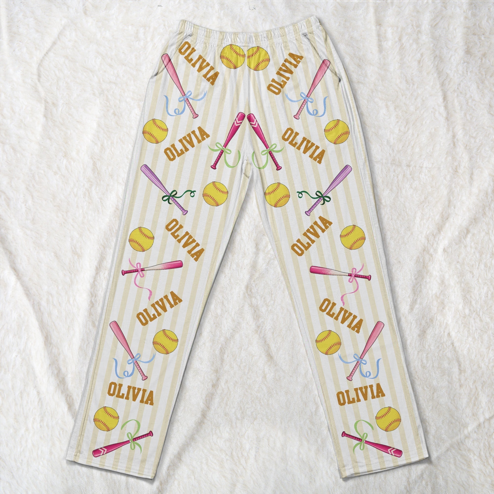 custom name gift for softball lovers softbal player softball girls personalized lounge pants 3