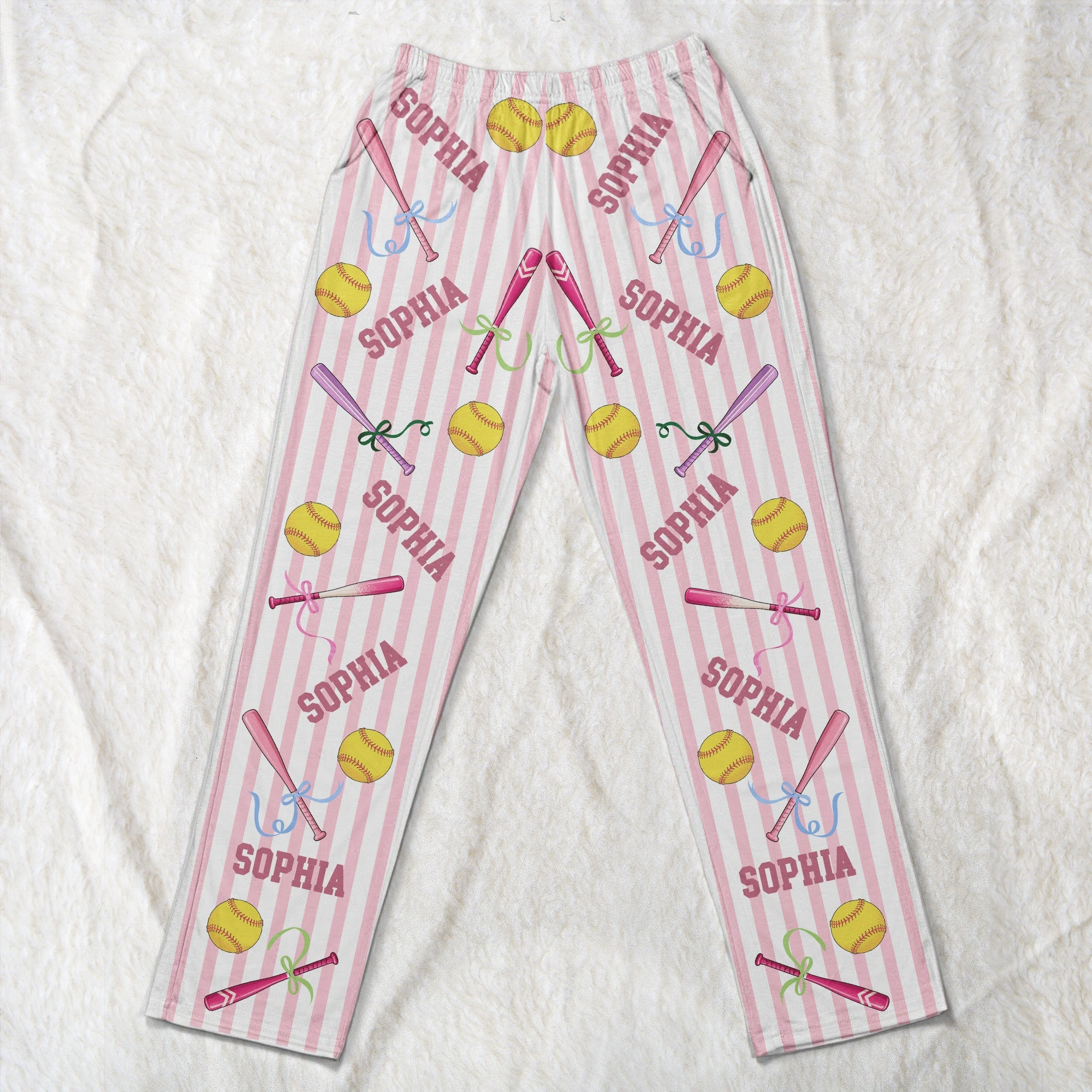 custom name gift for softball lovers softbal player softball girls personalized lounge pants 4
