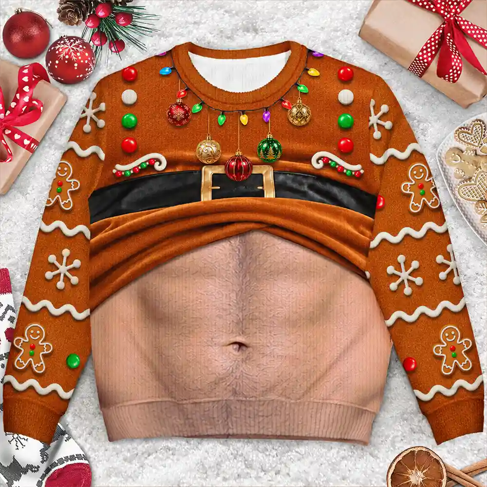 3DFunnyBodyHairyBellyGiftForHusband PersonalizedUnisexUglySweater MI406 CLA3693 MK2