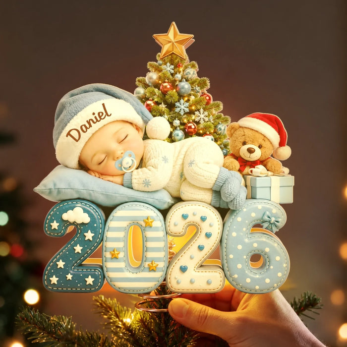 Tiny Christmas Wonder - Personalized LED Light Tree Topper - Gift For Family