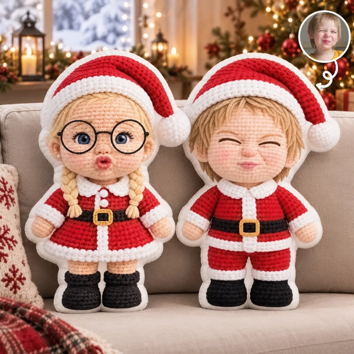 Custom Photo Santa Costume Christmas Gifts For Kids, Family - Personalized Shaped Pillow