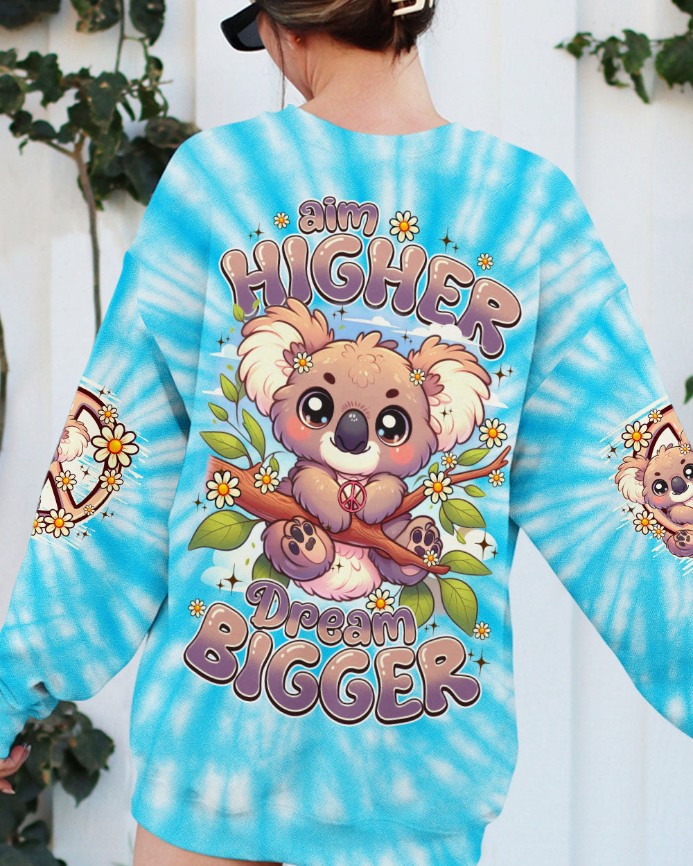 Aim Higher Dream Bigger Cute Koala Peaceful Tie Dye Hippie AOP Shirts _11_ oxv9C