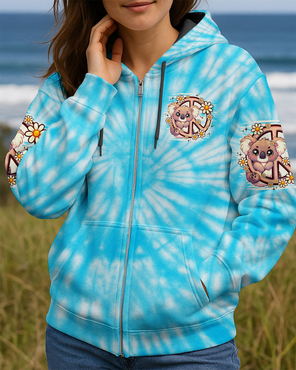 Aim Higher Dream Bigger Cute Koala Peaceful Tie Dye Hippie AOP Shirts _12_ BkOHG