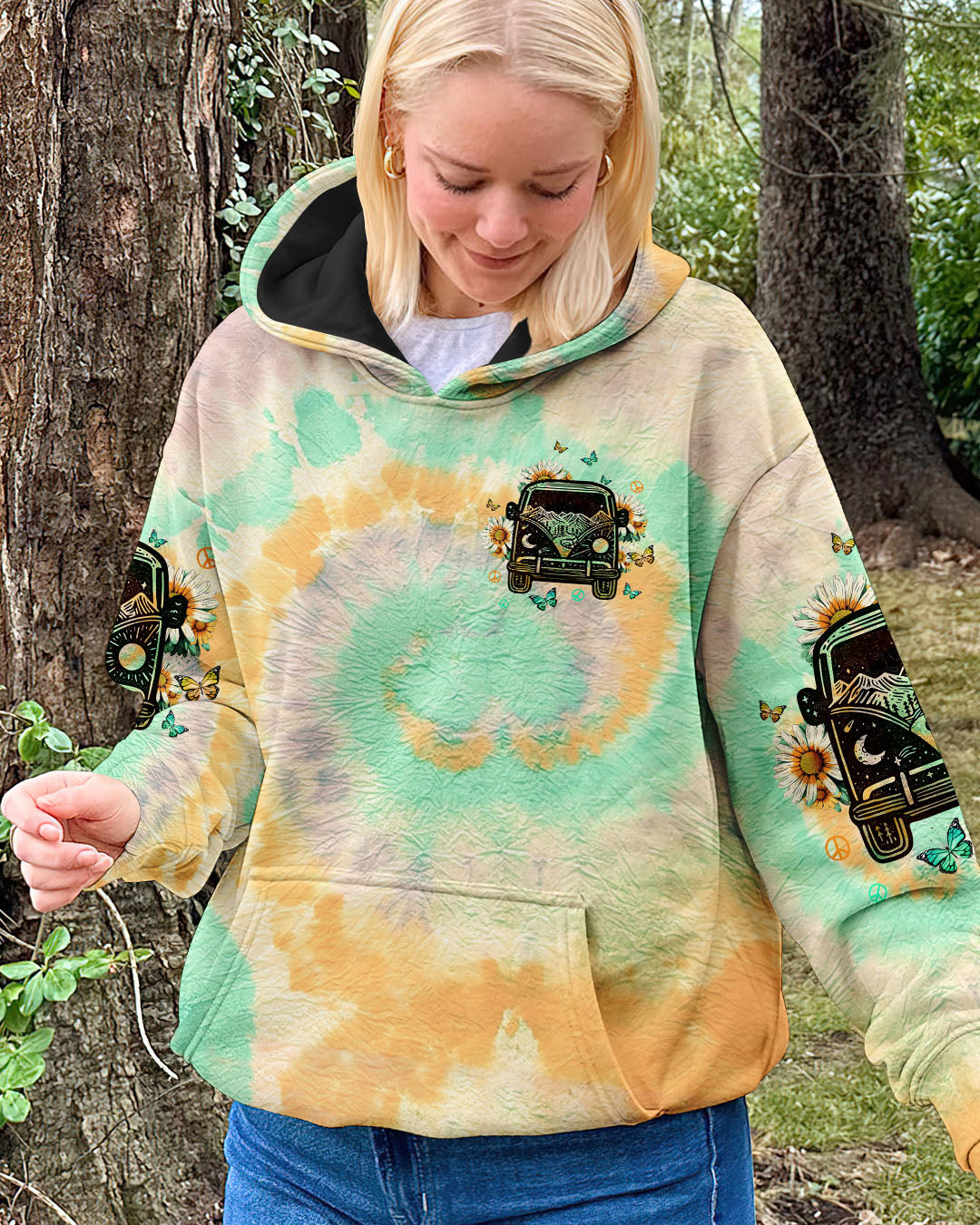 Always Take the Scenic Route Vintage Camper Van Tie Dye Hippie AOP Shirts _7_ K1Ldo