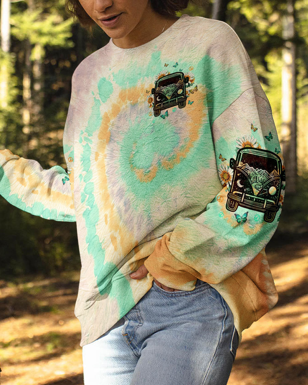 Always Take the Scenic Route Vintage Camper Van Tie Dye Hippie AOP Shirts _9_ k3CEx