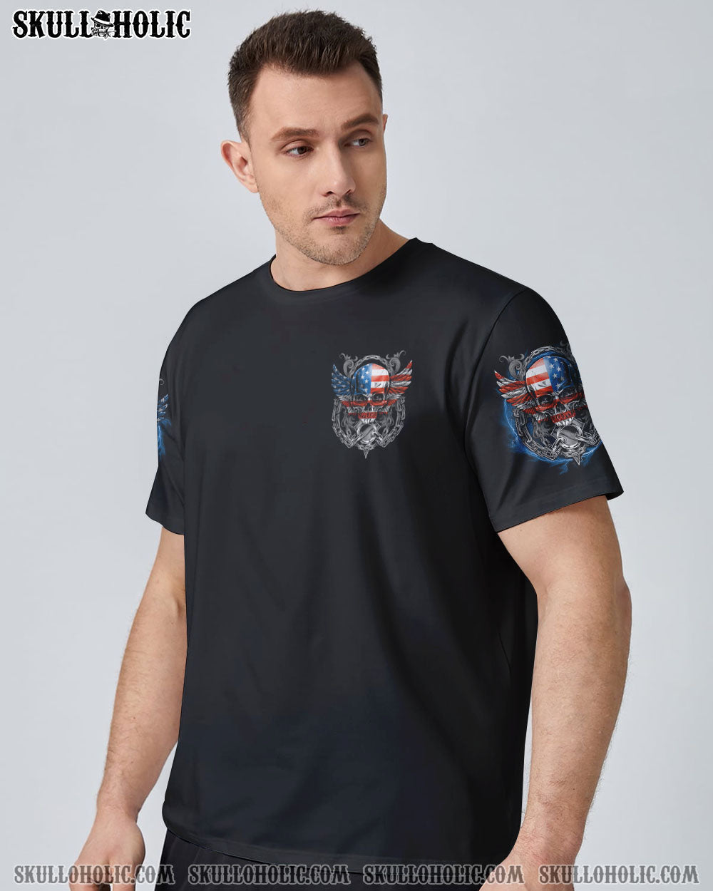 America Live It Love It or Get the Hell Out Patriotic Skull America Love Graphic Tee AOP Shir _10_ nXzNY