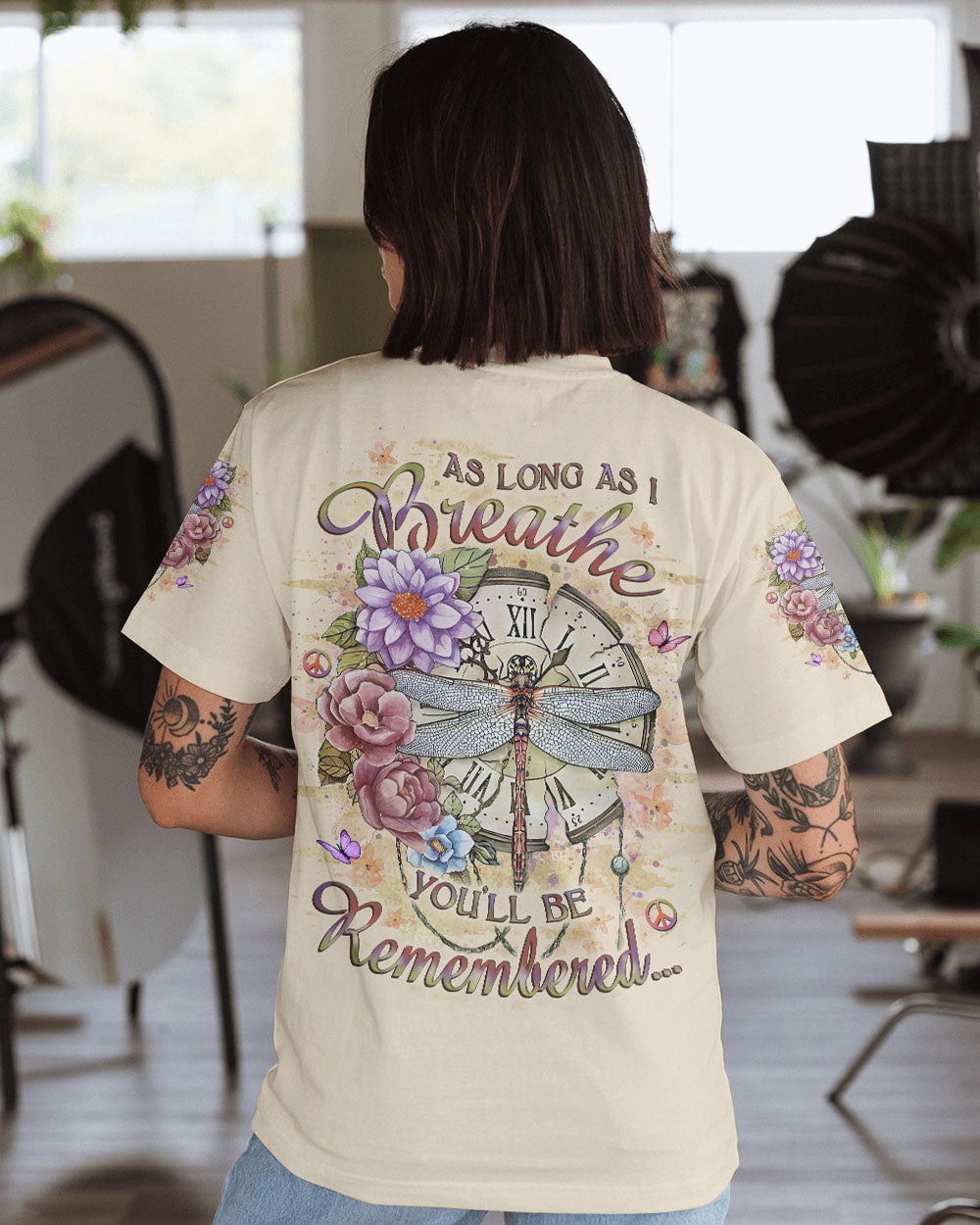 As Long As I Breathe Youll Be Remembered Dragonfly Memorial Floral AOP Shirts _9_ b29oo
