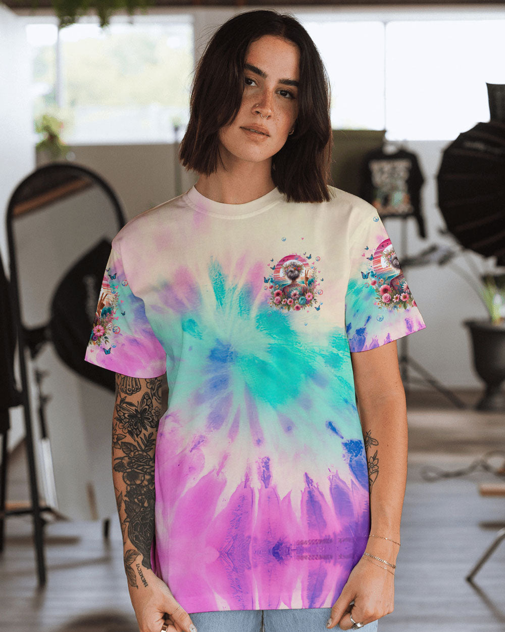Assuming Im Just an Old Lady Was Your First Mistake Funny Peace Sign Tie Dye Graphic AOP Shirts _2_ ks8Iq