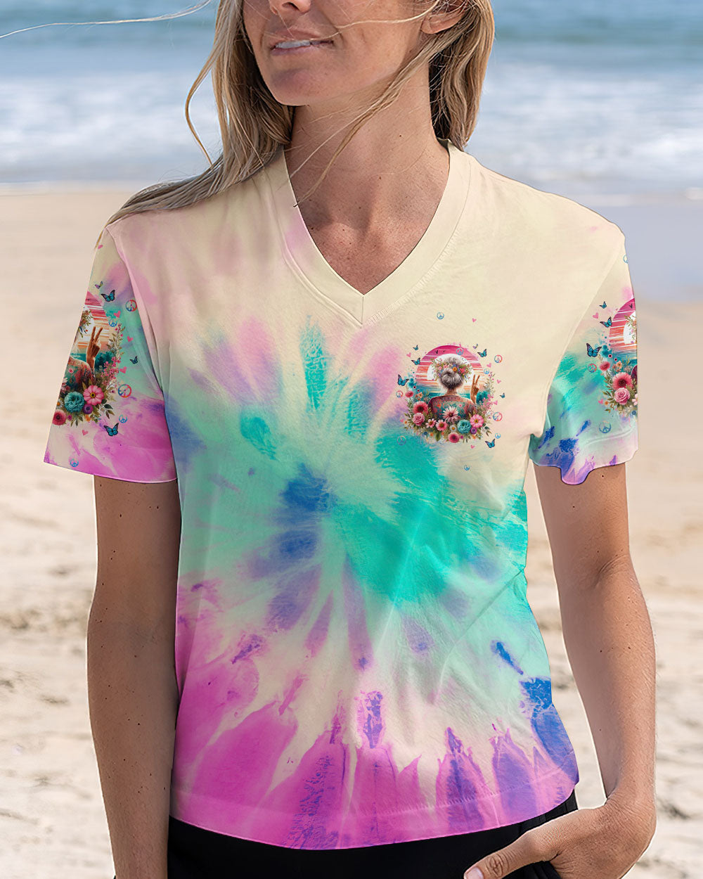 Assuming Im Just an Old Lady Was Your First Mistake Funny Peace Sign Tie Dye Graphic AOP Shirts _4_ KHzst