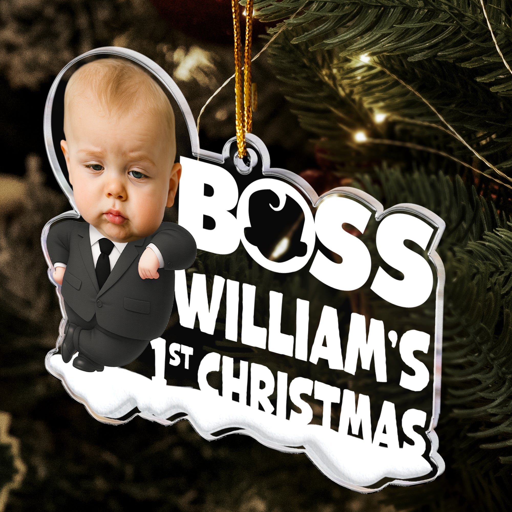 Baby 1st Christmas Cute Baby Personalized Acrylic Photo Ornament_3