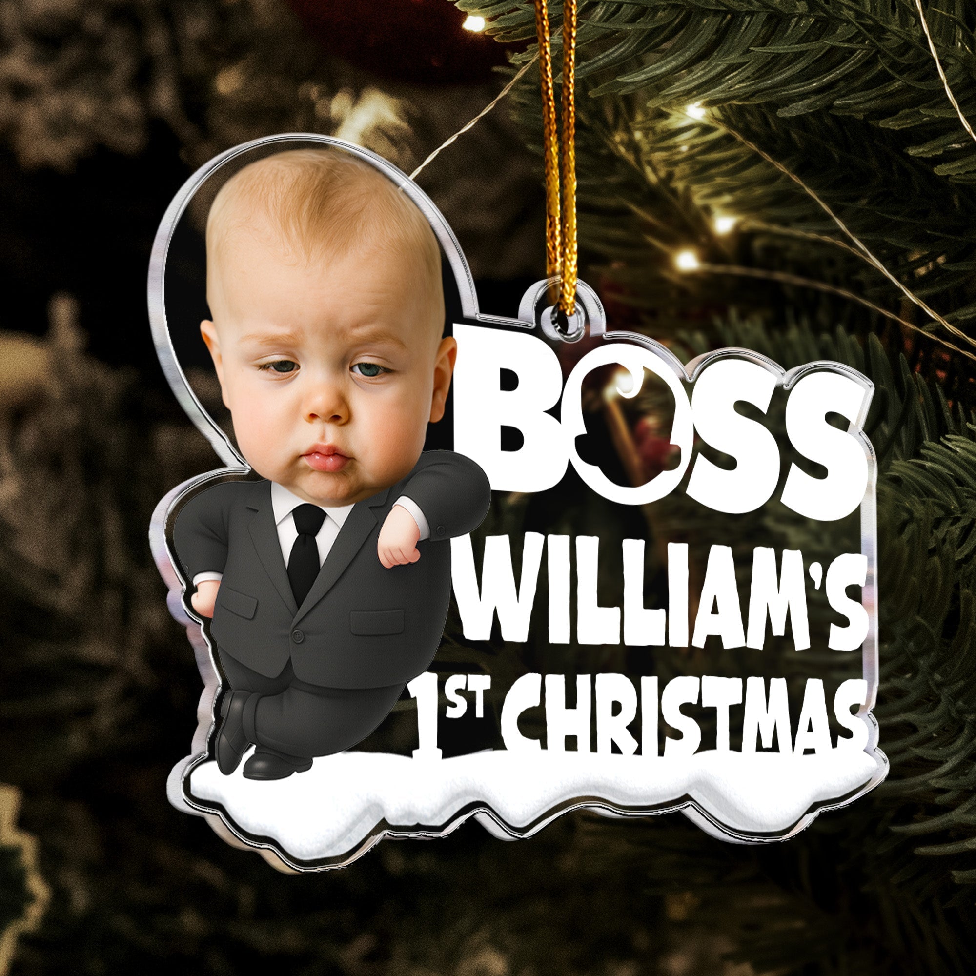 Baby 1st Christmas Cute Baby Personalized Acrylic Photo Ornament_4