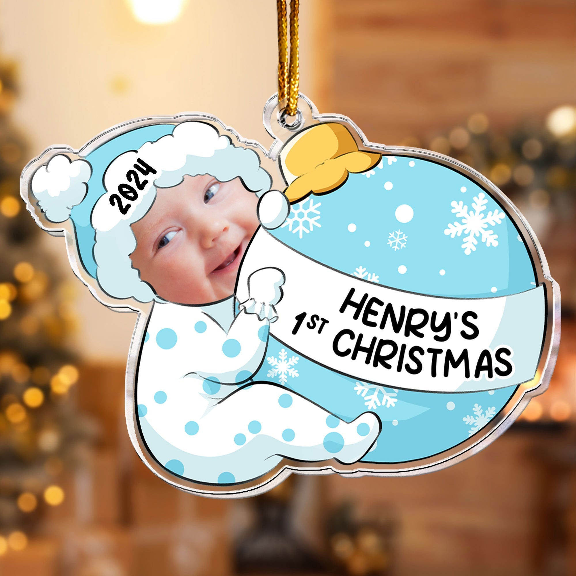 Baby First Christmas Personalized Acrylic Photo Ornament _1