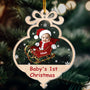 Baby First Christmas With Adorable Santa Sleigh Personalized Acrylic Photo Ornament_3