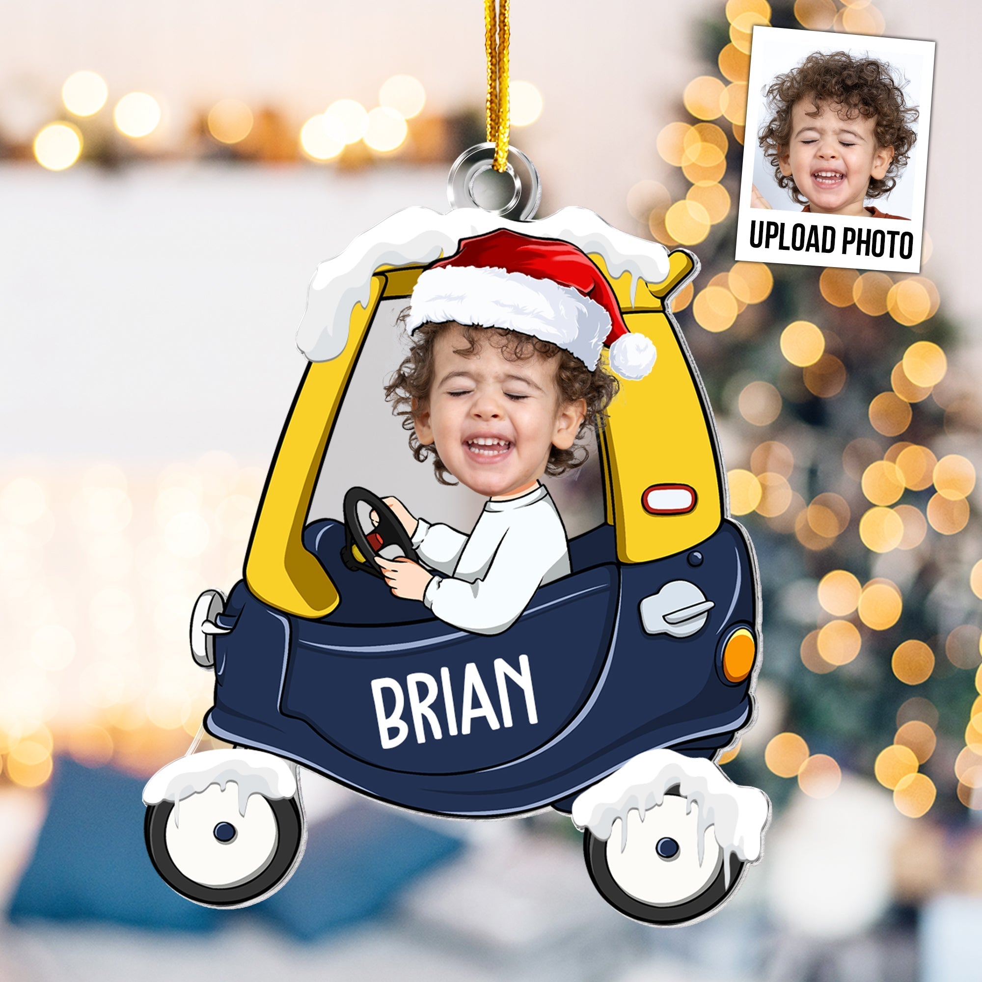 Baby In Car Personalized Acrylic Photo Ornament_3
