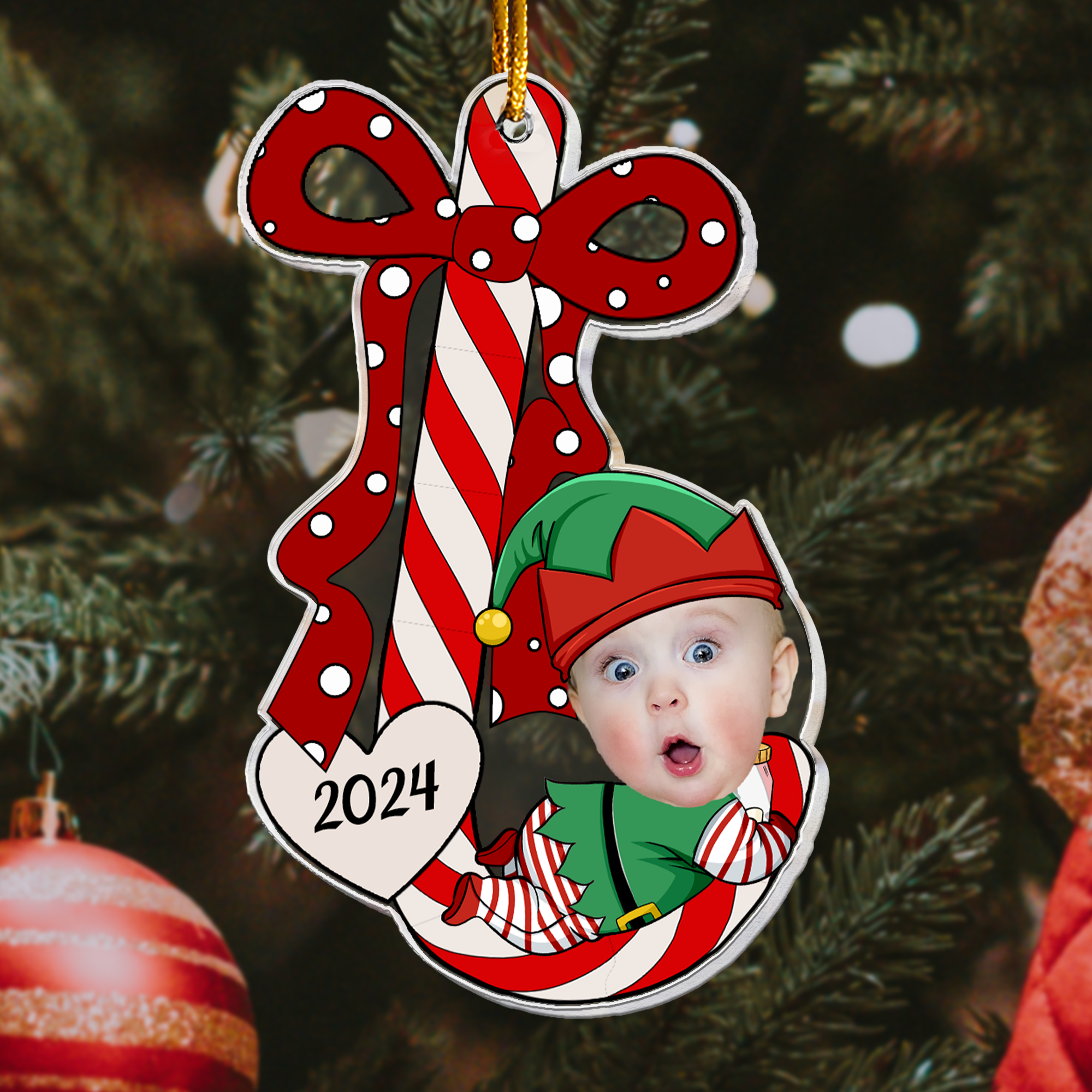 Baby_s First Christmas Ornaments Lovely Candy Personalized Acrylic Photo Ornament_1