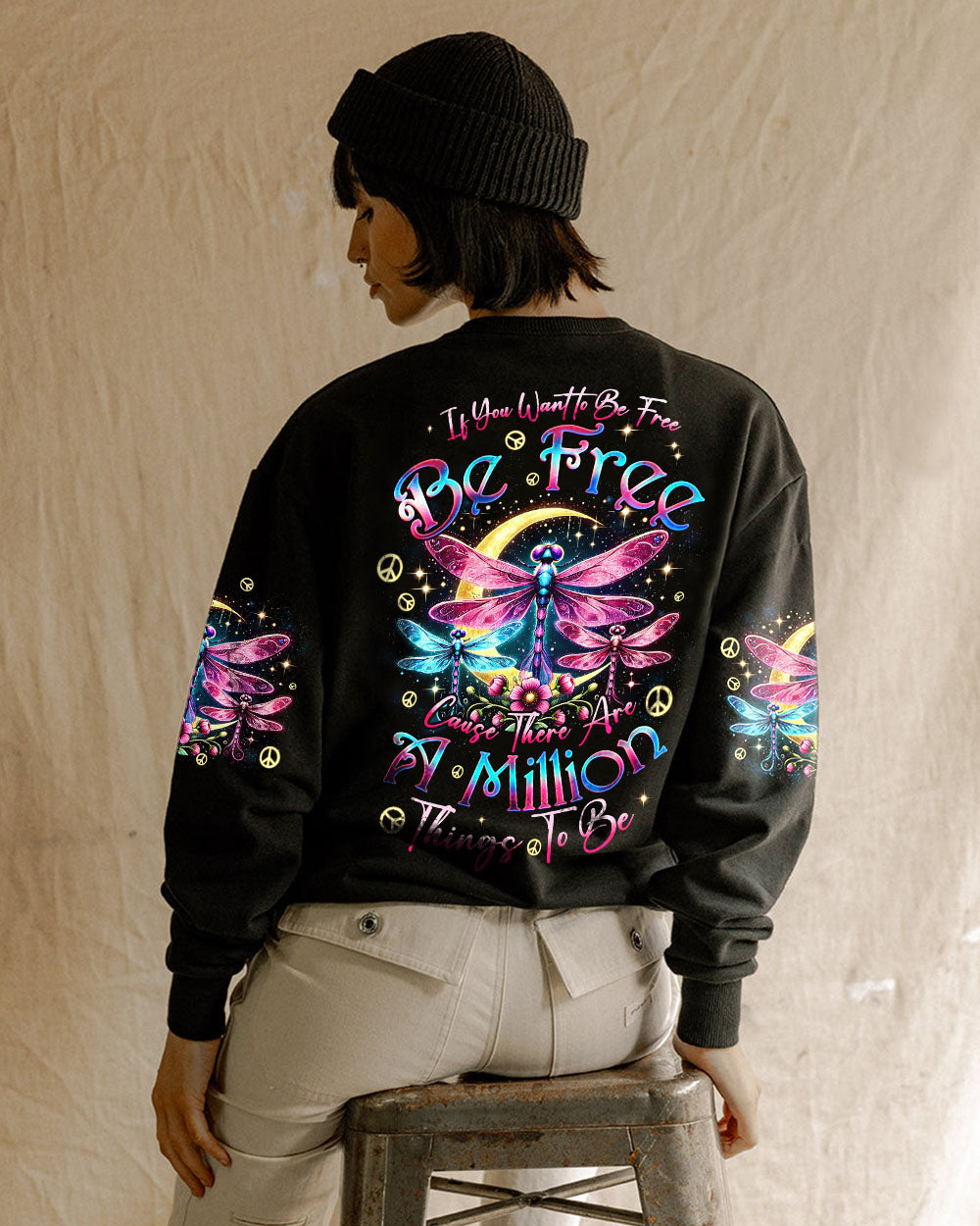 Be Free A Million Things to Be Colorful Dragonfly Hippie Graphic AOP Shirts _10_ i6jar