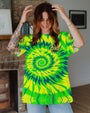 Be Happy Frog Tie Dye Hippie Graphic with Sunflowers AOP Shirts _14_ 2MJLt