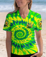 Be Happy Frog Tie Dye Hippie Graphic with Sunflowers AOP Shirts _2_ BbCde