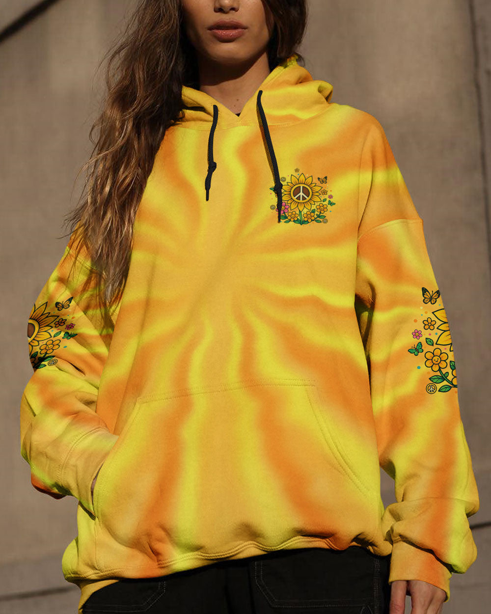 Be Kind Always Peaceful Sunflower Hippie Positive Message with Tie Dye Design AOP Shirts _15_ E9VnV