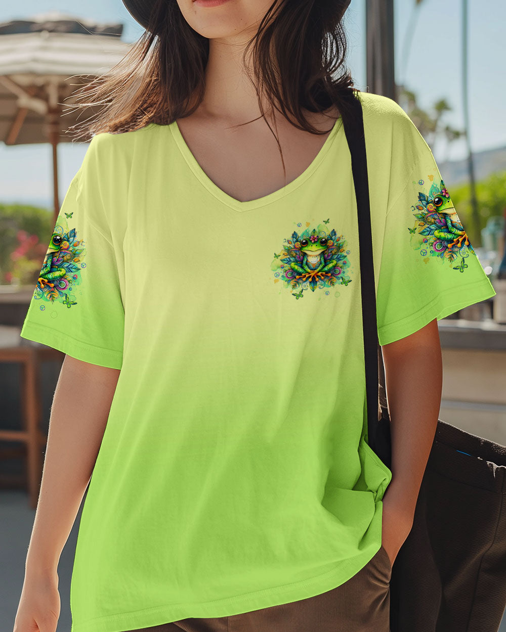 Be You The World Will Adjust Colorful Meditating Frog Graphic AOP Shirts _2_ Mh7oz
