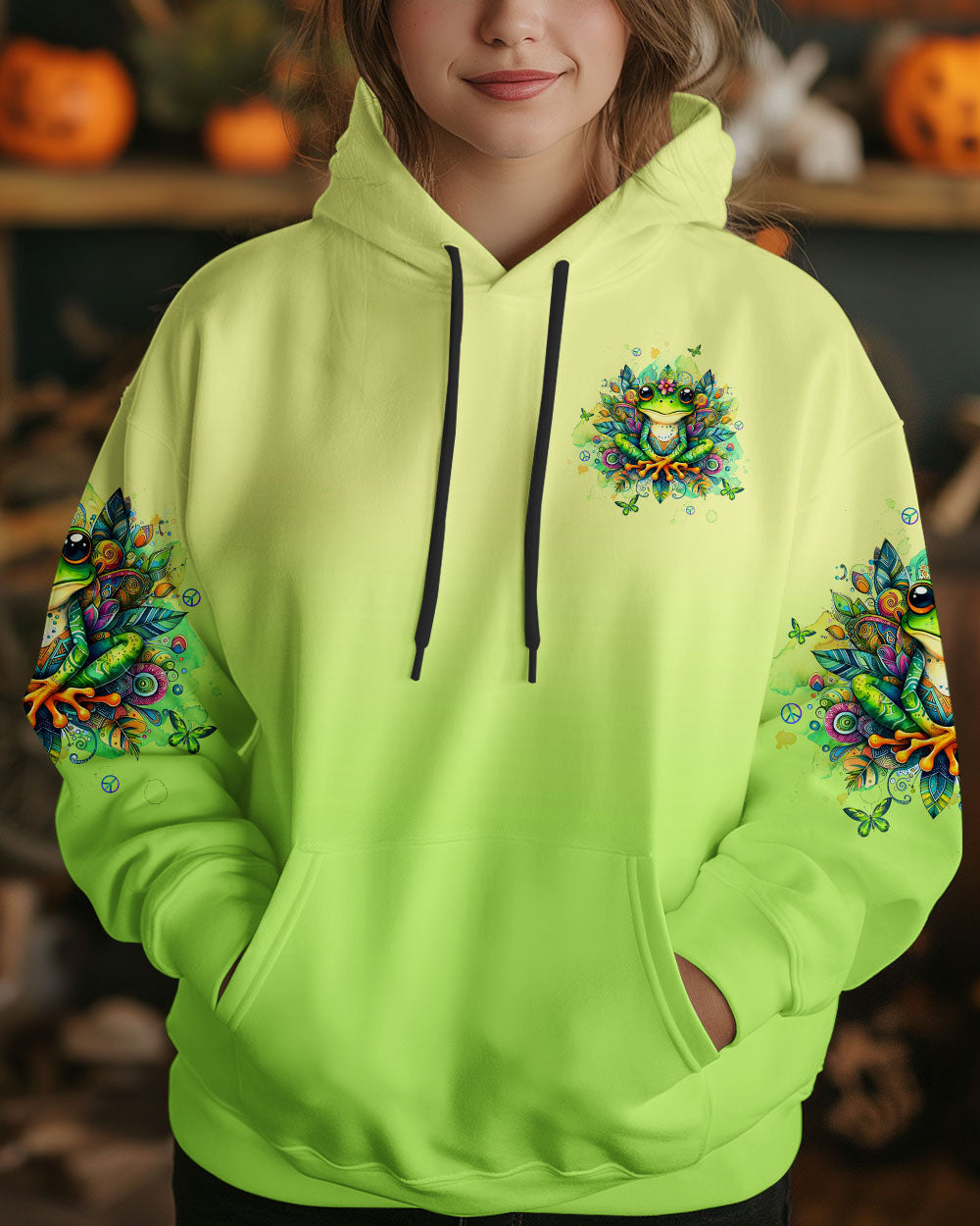 Be You The World Will Adjust Colorful Meditating Frog Graphic AOP Shirts _4_ QSngl