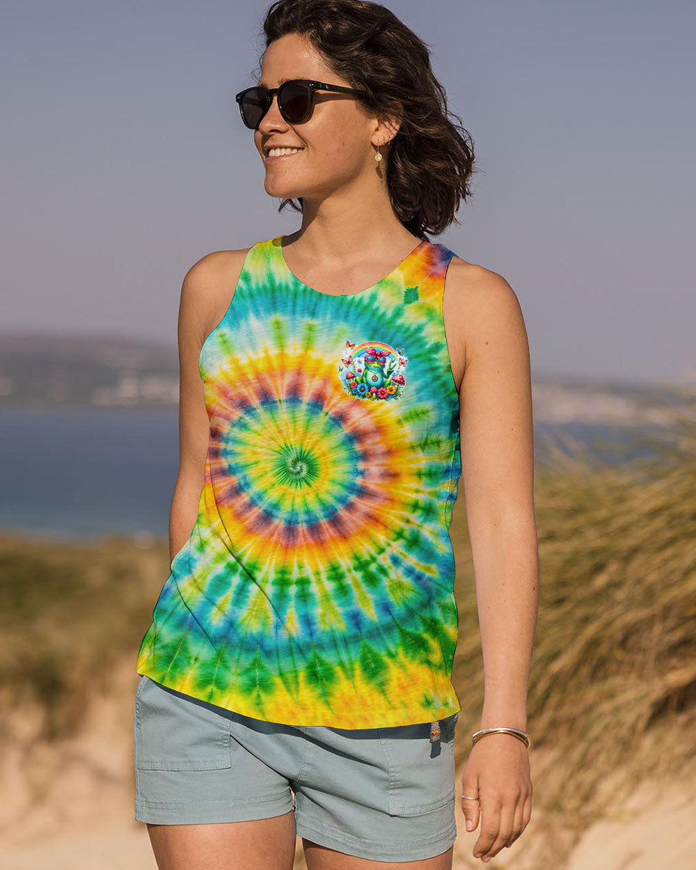Be You The World Will Adjust Colorful Tie Dye Peace Frog AOP Shirts _6_ OmEkW