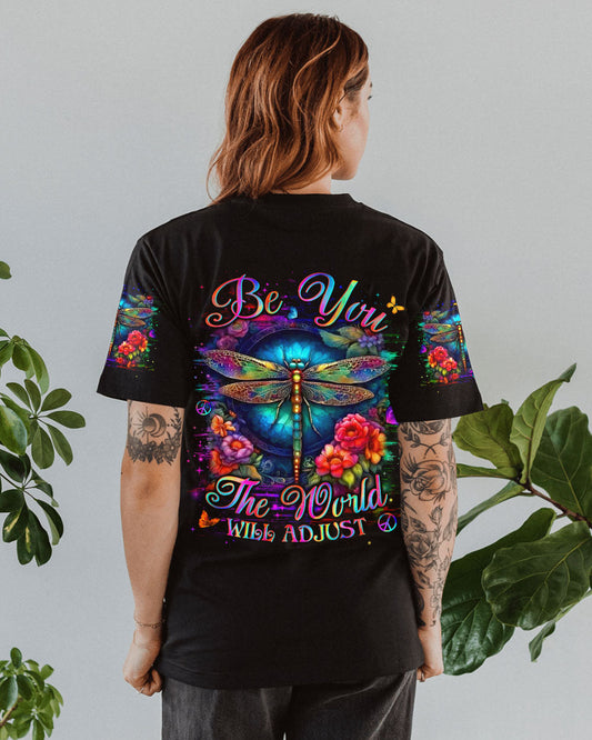 Be You The World Will Adjust Floral Dragonfly Hippie Hippie AOP Shirts _10_ 11UcP