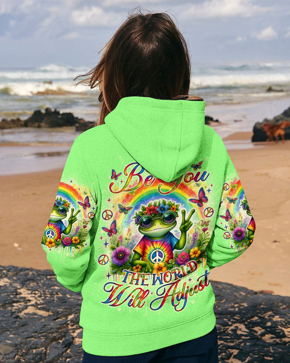 Be You The World Will Adjust Frog Hippie Tie Dye Rainbow Graphic AOP Shirts _2_ lDUNL