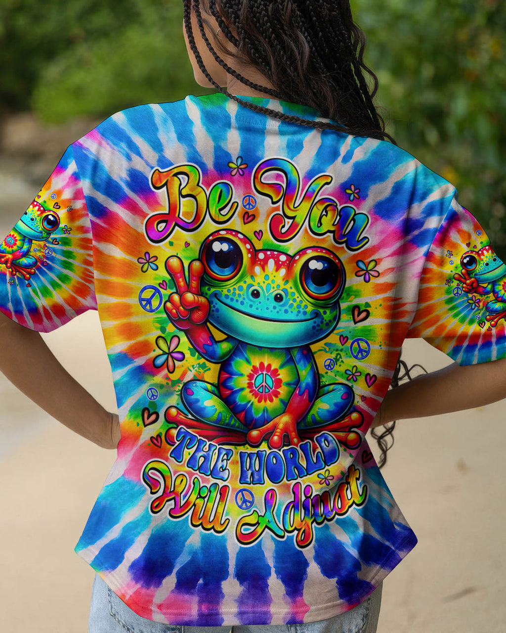Be You The World Will Adjust Frog Tie Dye Design for Women AOP Shirts _1_ 7IBtE
