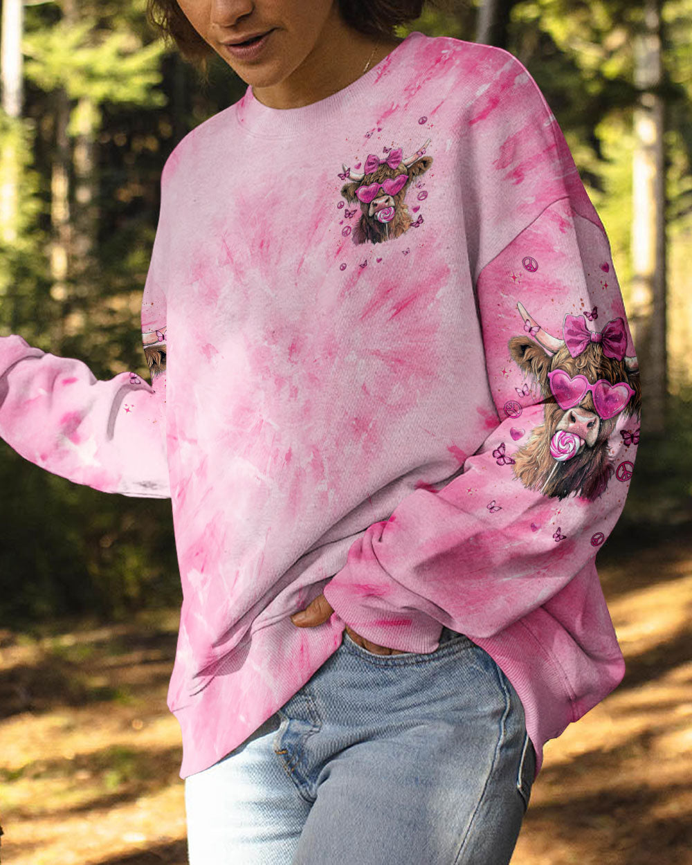 Be You The World Will Adjust Funny Cow with Bow and Heart Glasses AOP Shirts _8_ LrJue