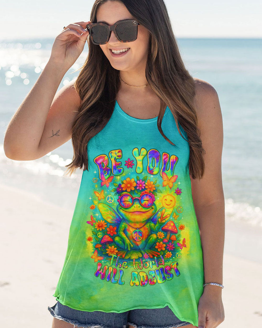 Be You The World Will Adjust Hippie Frog Tie Dye Style for Women AOP Shirts _12_ IBsQz
