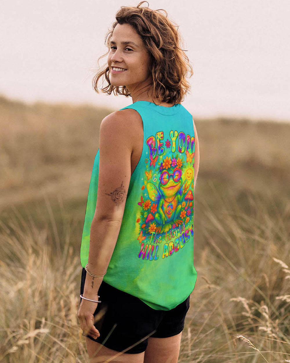 Be You The World Will Adjust Hippie Frog Tie Dye Style for Women AOP Shirts _13_ EcJ6n