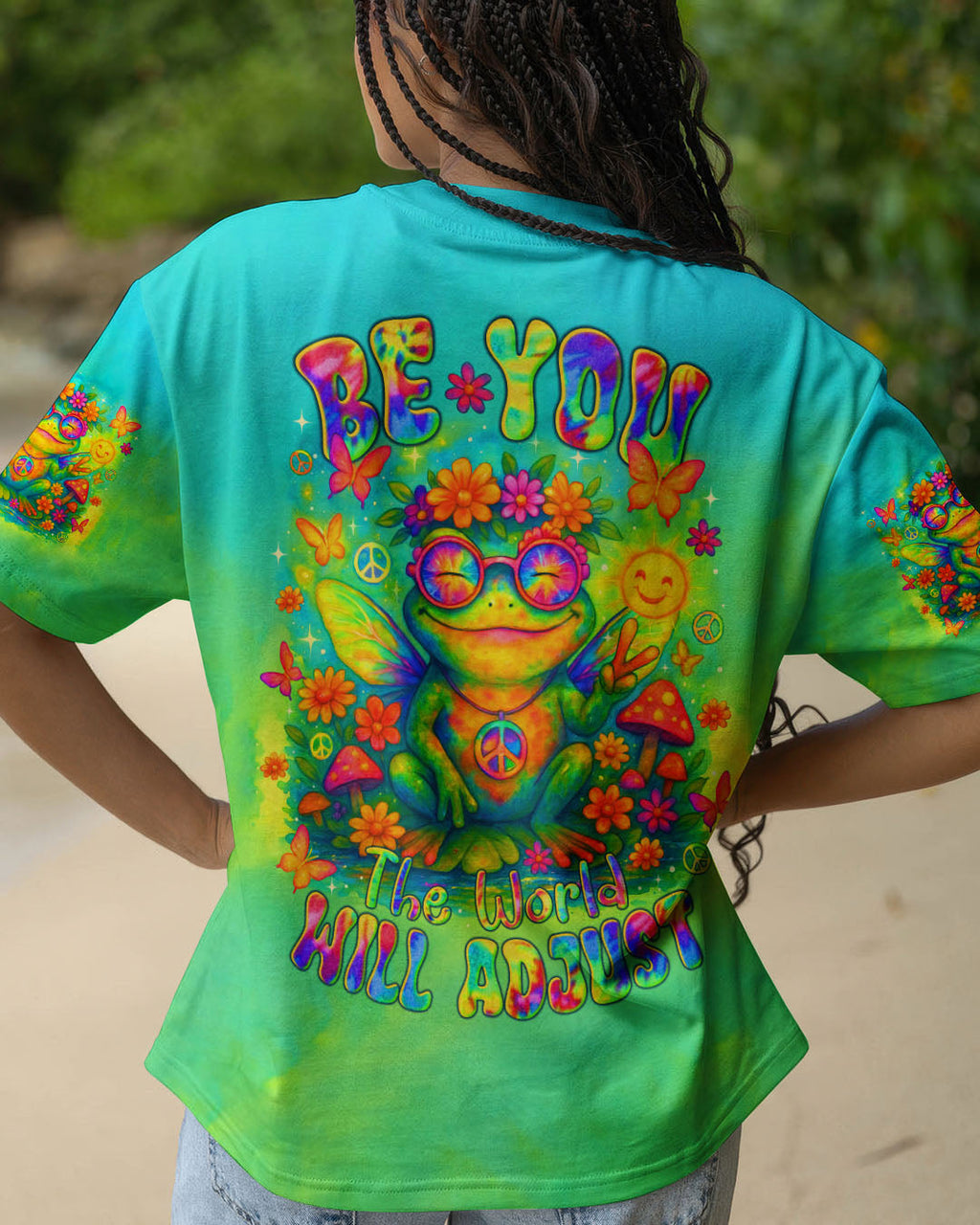 Be You The World Will Adjust Hippie Frog Tie Dye Style for Women AOP Shirts _1_ ADnbL