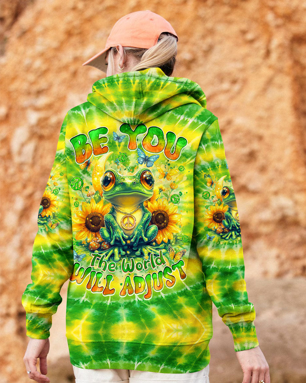 Be You The World Will Adjust Hippie Frog with Sunflowers Tie Dye AOP Shirts _13_ No2bt