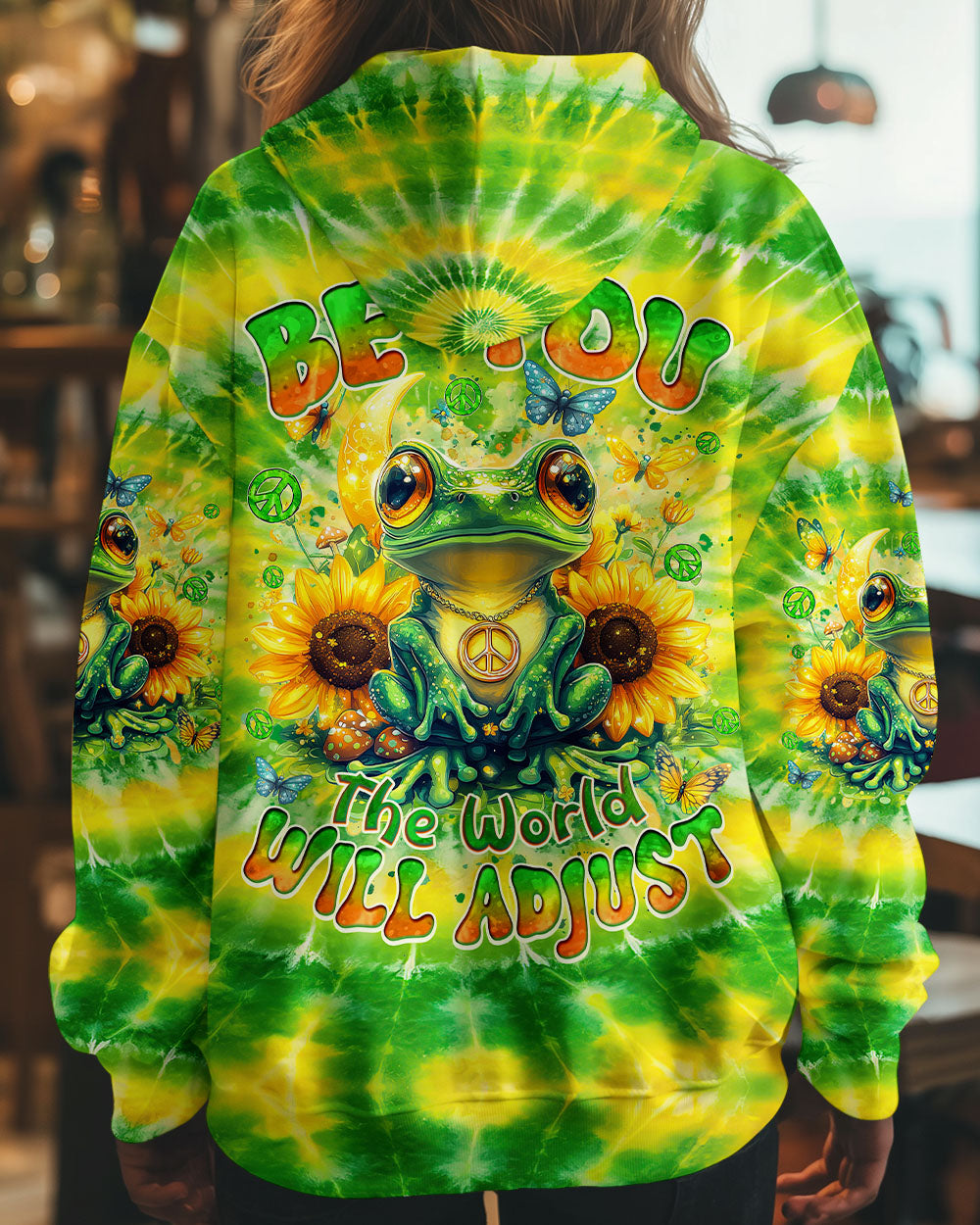Be You The World Will Adjust Hippie Frog with Sunflowers Tie Dye AOP Shirts _5_ ldnmy