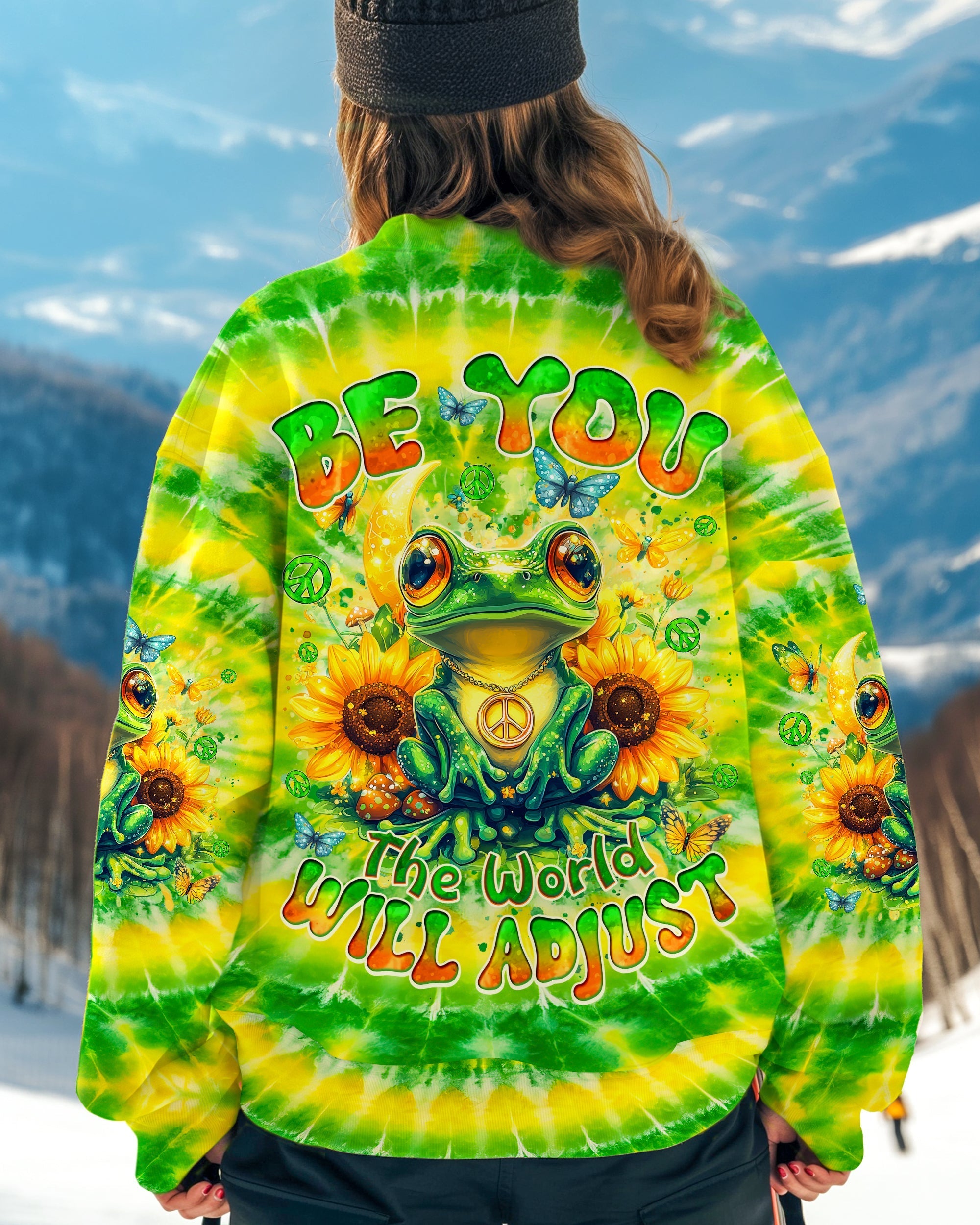 Be You The World Will Adjust Hippie Frog with Sunflowers Tie Dye AOP Shirts _7_ YWDJJ