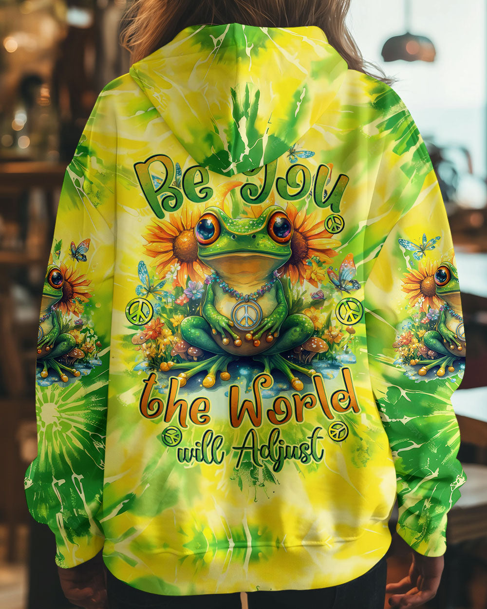 Be You The World Will Adjust Hippie Tie Dye Sunflower Frog AOP Shirts _1_ KeDpt