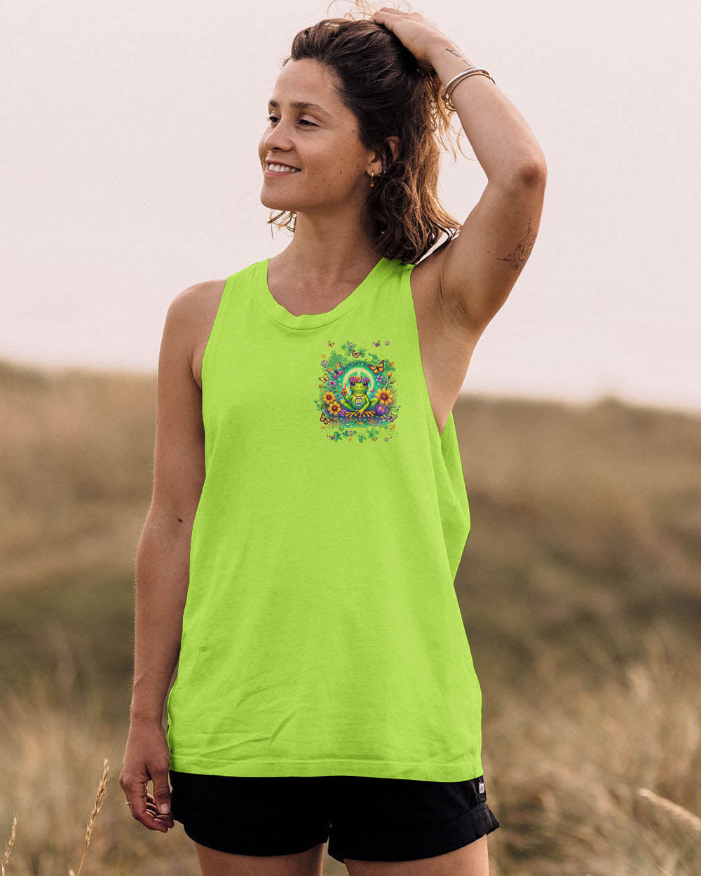 Be You The World Will Adjust Meditating Peace Frog Graphic AOP Shirts _14_ x7ZUS