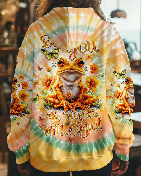 Be You The World Will Adjust Orange Tie Dye Frog and Butterfly AOP Shirts _10_ DJKmr