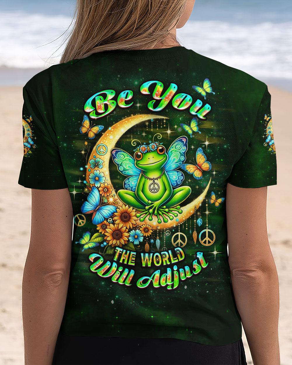Be You The World Will Adjust Peace Frog Moon and Butterfly AOP Shirts _3_ etACl