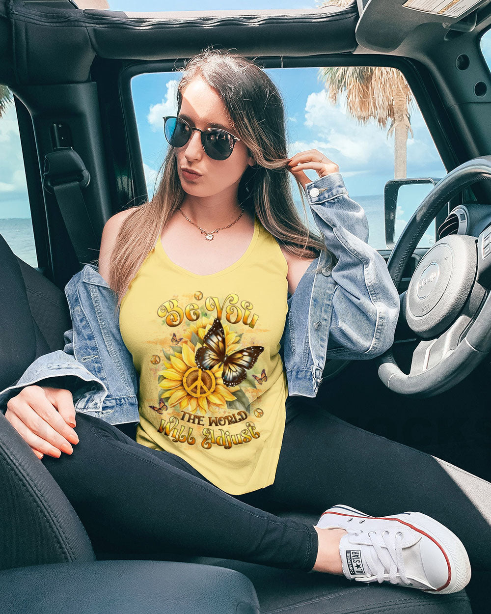 Be You The World Will Adjust Peace Sign Butterfly Inspirational AOP Shirts _9_ NG90w