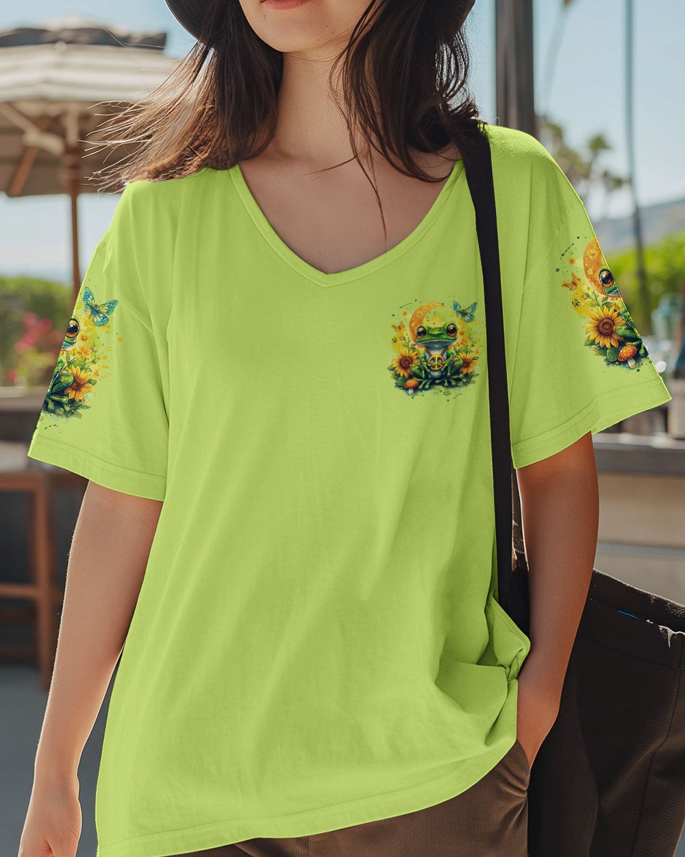 Be You The World Will Adjust Peaceful Green Frog and Sunflower Hippie Style AOP Shirts _4_ 3EfhV
