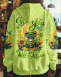 Be You The World Will Adjust Peaceful Green Frog and Sunflower Hippie Style AOP Shirts _7_ G0XRS