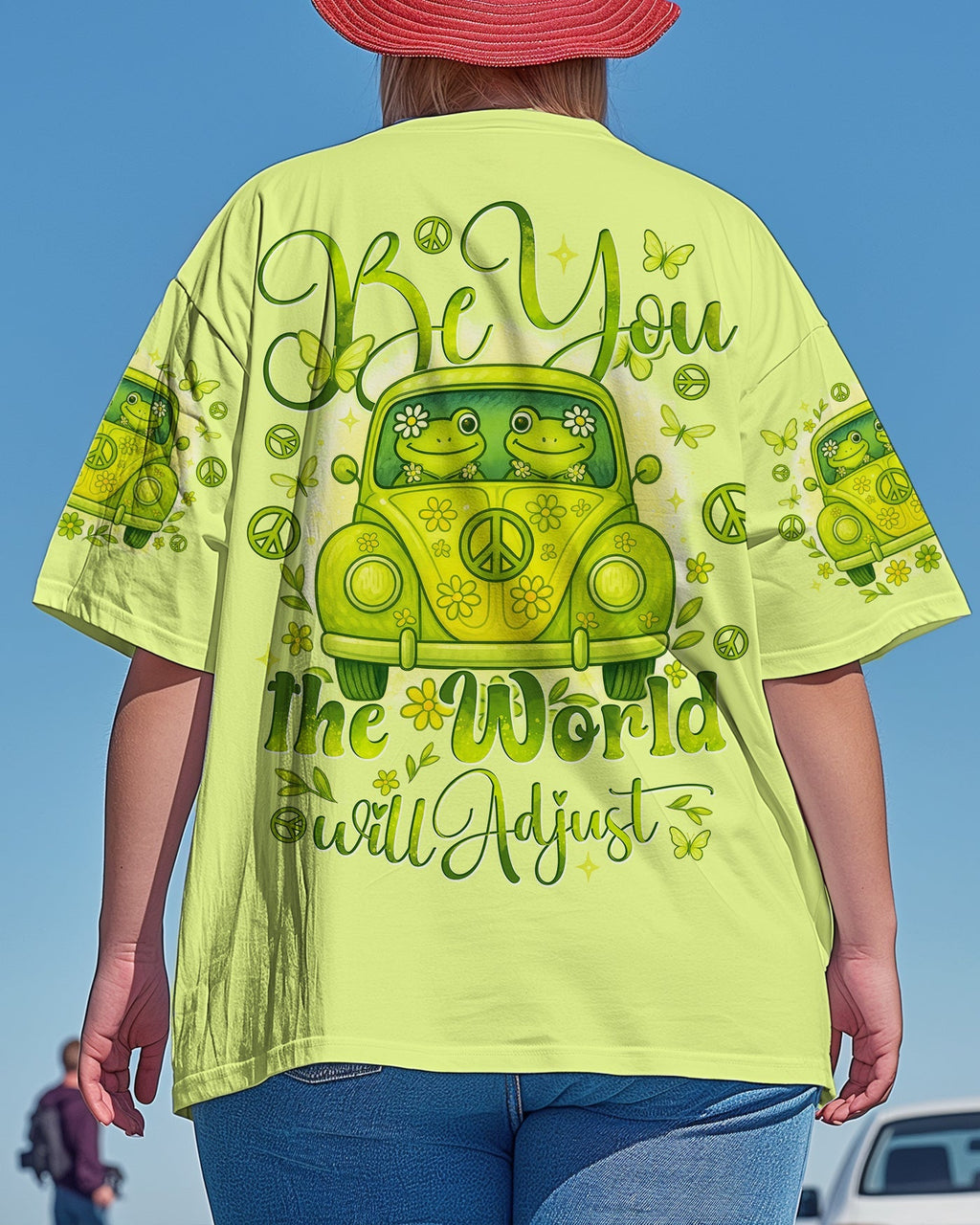 Be You the World Will Adjust Cute Hippie Frog Van Graphic Tee for Women AOP Shirts _1_ Ji5I5
